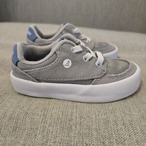 Sperry Kids Gray Canvas Sneakers Size 6M • Memory Foam Comfort • Toddler Shoes
